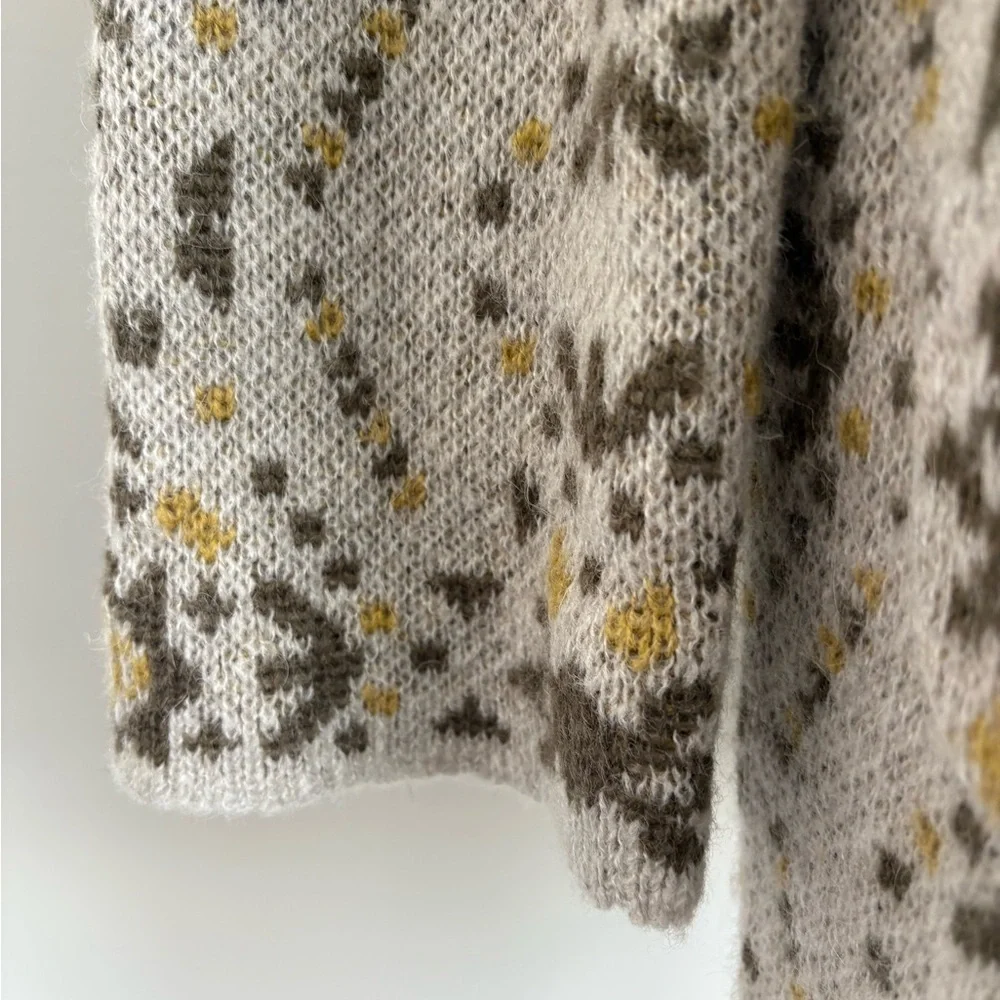 Free People Alpaca Wool Blend Nordic Knit Sweater Coat Cardigan Size L